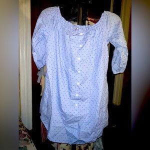 Magnolia Skye Blue/White Checkered Top. Size Large. NWT